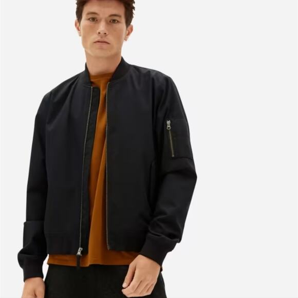 NWT Everlane Uniform Black Full Zipper The Bomber Water Resistant Jacket Black - Picture 2 of 11